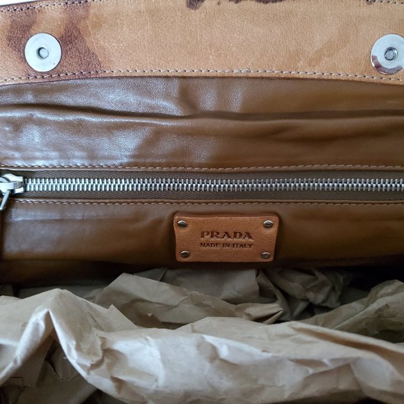 Prada Leather Bag galleria Brown black tie dyed tan cowgirl western edition camo - Picture 7 of 11